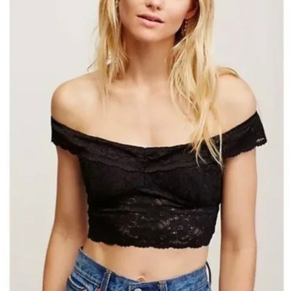 NWT Free People Lace Off the Shoulder Brami Bralette, Rouge (Marooon) - Picture 2 of 8